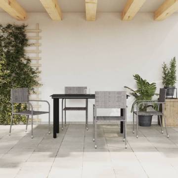 5 Piece Garden Dining Set - Grey and Black - Stylish & Durable