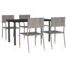 5 Piece Garden Dining Set - Grey and Black - Stylish & Durable