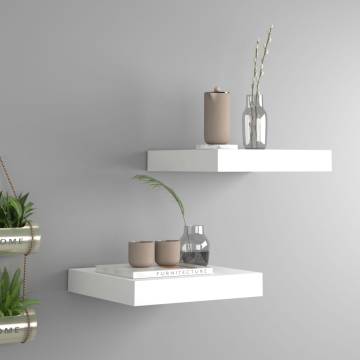 Stylish White Floating Wall Shelves - Set of 2 | Hipomarket