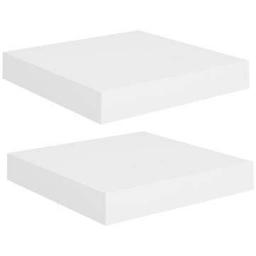 Stylish White Floating Wall Shelves - Set of 2 | Hipomarket