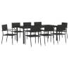 9 Piece Black Poly Rattan Garden Dining Set - Durable & Elegant