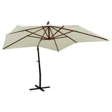 Hanging Parasol with Wooden Pole 300 cm - Sand White | HipoMarket