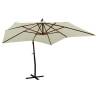 Hanging Parasol with Wooden Pole 300 cm - Sand White | HipoMarket