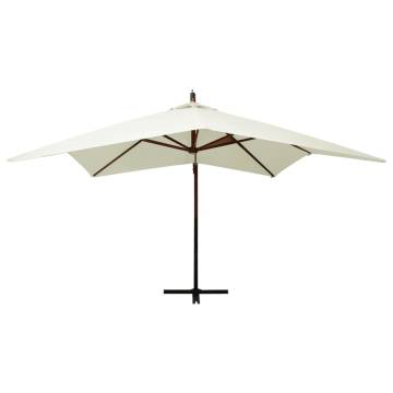 Hanging Parasol with Wooden Pole 300 cm - Sand White | HipoMarket