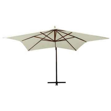 Hanging Parasol with Wooden Pole 300 cm - Sand White | HipoMarket