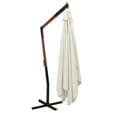 Hanging Parasol with Wooden Pole 300 cm - Sand White | HipoMarket