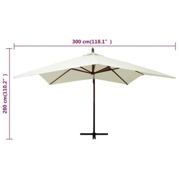 Hanging Parasol with Wooden Pole 300 cm - Sand White | HipoMarket