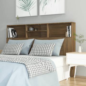 Brown Oak Headboard Cabinet - Stylish Bedroom Storage