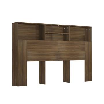 Brown Oak Headboard Cabinet - Stylish Bedroom Storage