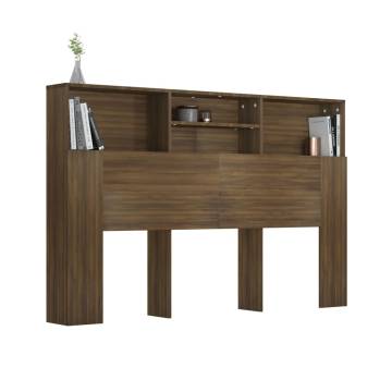 Brown Oak Headboard Cabinet - Stylish Bedroom Storage