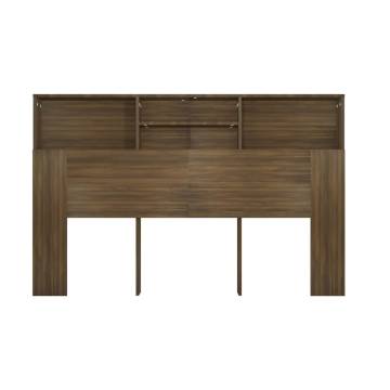 Brown Oak Headboard Cabinet - Stylish Bedroom Storage