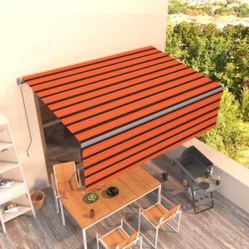 Manual Retractable Awning 4x3m - Orange & Brown | HipoMarket