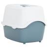 Cat Litter Tray with Cover - White & Blue | Hipo Market