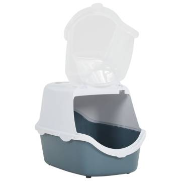 Cat Litter Tray with Cover - White & Blue | Hipo Market