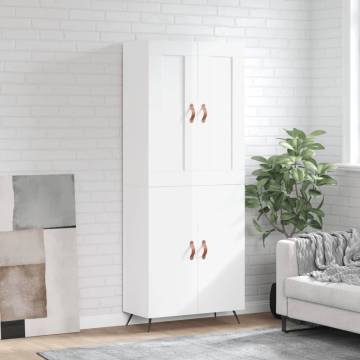 High Gloss White Highboard - Stylish Storage Solution