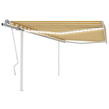 Manual Retractable Awning with LED - Yellow & White 4x3.5m