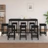 9 Piece Bar Set Black Solid Wood Pine Colour black Number of 9 