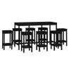 9 Piece Black Solid Wood Pine Bar Set - Stylish & Sturdy