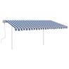 Manual Retractable Awning with LED - 4x3.5m Blue & White