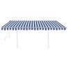 Manual Retractable Awning with LED - 4x3.5m Blue & White