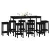 9 Piece Black Solid Wood Pine Bar Set - Stylish & Sturdy