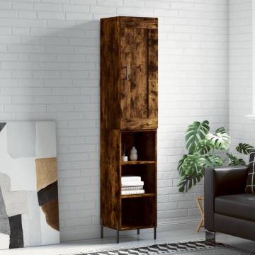 Stylish Highboard in Smoked Oak - 34.5x34x180 cm | HipoMarket