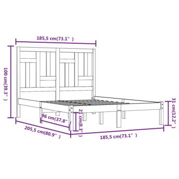 Grey Solid Pine Wood Bed Frame - Super King Size 180x200 cm