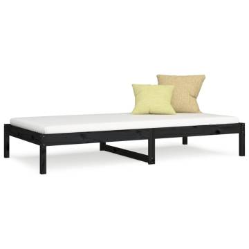 Day Bed Black 90x200 cm - Solid Pine Wood Frame | Hipo Market