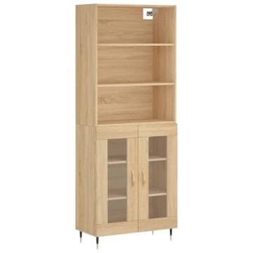 Stylish Highboard Sonoma Oak - 69.5x34x180 cm Engineered Wood