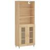 Stylish Highboard Sonoma Oak - 69.5x34x180 cm Engineered Wood