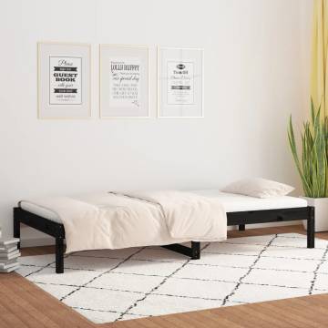 Day Bed Black 90x200 cm - Solid Pine Wood Frame | Hipo Market