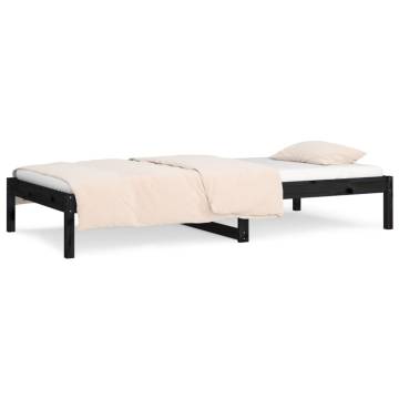 Day Bed Black 90x200 cm - Solid Pine Wood Frame | Hipo Market