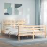 Bed Frame with Headboard 160x200 cm Solid Wood Colour natural Size 160 x 200 cm 