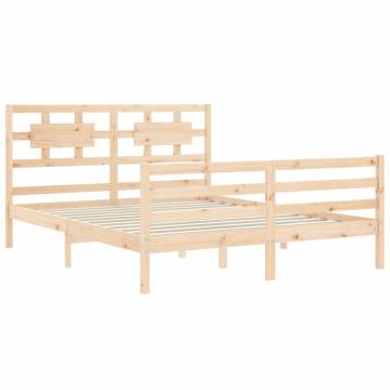 Solid Wood Bed Frame with Headboard 160x200 cm - Hipomarket