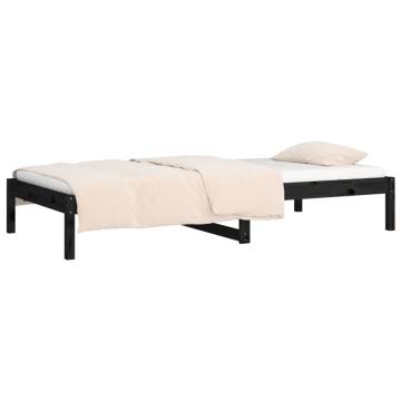 Day Bed Black 90x200 cm - Solid Pine Wood Frame | Hipo Market