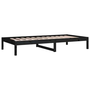 Day Bed Black 90x200 cm - Solid Pine Wood Frame | Hipo Market