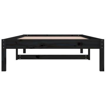 Day Bed Black 90x200 cm - Solid Pine Wood Frame | Hipo Market