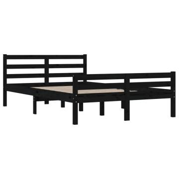 Black Solid Wood King Size Bed Frame 150x200 cm - Hipomarket