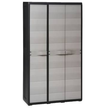 Garden Storage Cabinet with 4 Shelves - Black and Grey