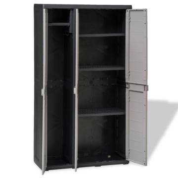 Garden Storage Cabinet with 4 Shelves - Black and Grey