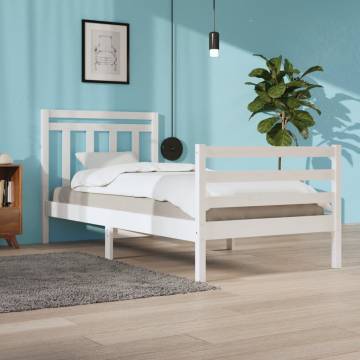 White Solid Wood Bed Frame 90x200 cm - Classic & Timeless Design