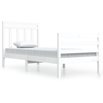 White Solid Wood Bed Frame 90x200 cm - Classic & Timeless Design