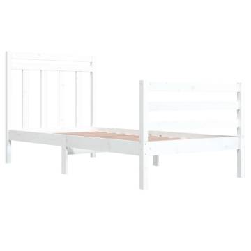 White Solid Wood Bed Frame 90x200 cm - Classic & Timeless Design