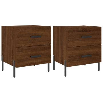 Stylish Brown Oak Bedside Cabinets - Set of 2 | HipoMarket