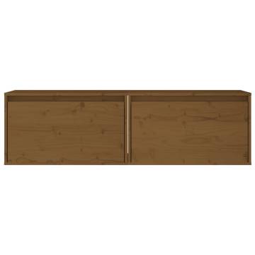 Wall Cabinets 2 pcs Honey Brown | Solid Pinewood | HipoMarket