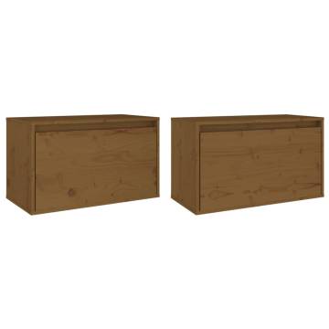 Wall Cabinets 2 pcs Honey Brown | Solid Pinewood | HipoMarket