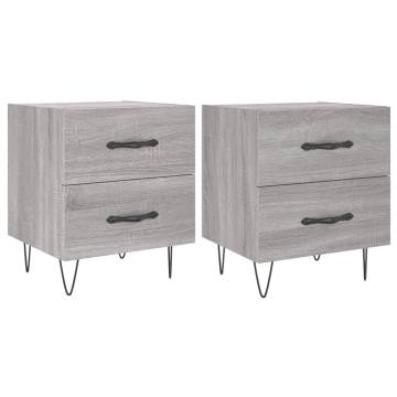 Stylish Grey Sonoma Bedside Cabinets - Set of 2