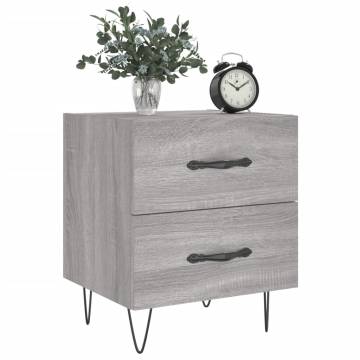 Stylish Grey Sonoma Bedside Cabinets - Set of 2