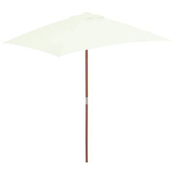 Outdoor Parasol with Wooden Pole 150x200 cm - Sand