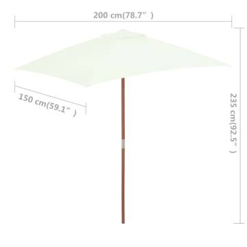 Outdoor Parasol with Wooden Pole 150x200 cm - Sand